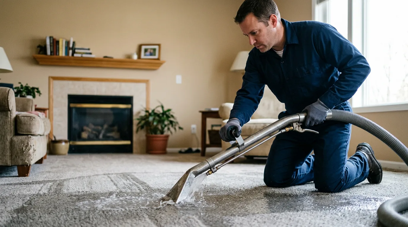 Water damage restoration technician working near Walker, MI